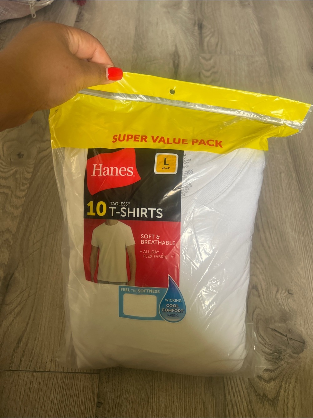 Hanes White 10-Pack Short Sleeve T-Shirts - Large